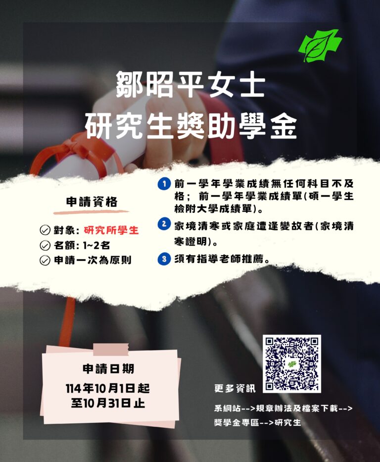 1140925--114鄒昭平研究生獎助學金